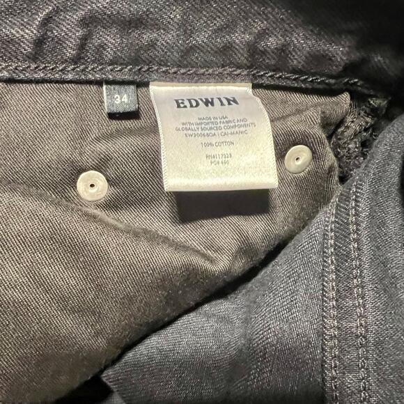 NWT Womens Edwin High Rise Ripped Distressed Black Jeans,100% Cotton,SZ 34 - Picture 9 of 12